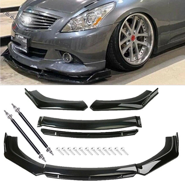 For Infiniti G35 Front Bumper Lip Spoiler Splitter Body Kit Glossy Black Strut