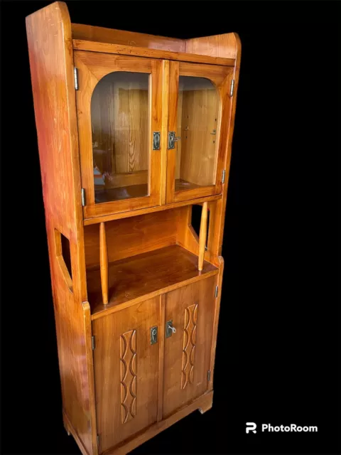 Schöner Vitrinenschrank Kirschbaum um 1900 Jugendstil