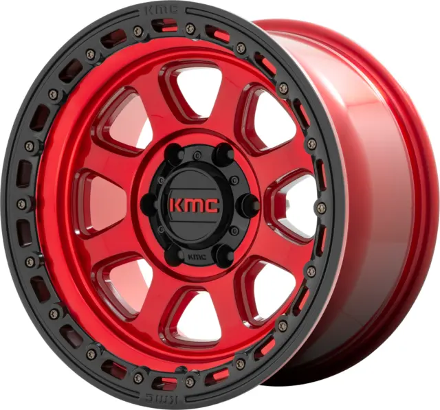 17" KMC KM548 Chase 17x9 Candy Red With Black Lip 6x5.5 Wheel 0mm Rim