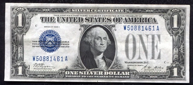 Fr 1601 1928-A $1 One Dollar “Funnyback” Silver Certificate Extremely Fine (B)