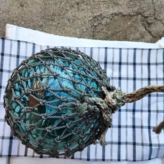 Japanese Glass Fishing Float Net Buoy Glass Ball 15cm Vintage Showa Retro