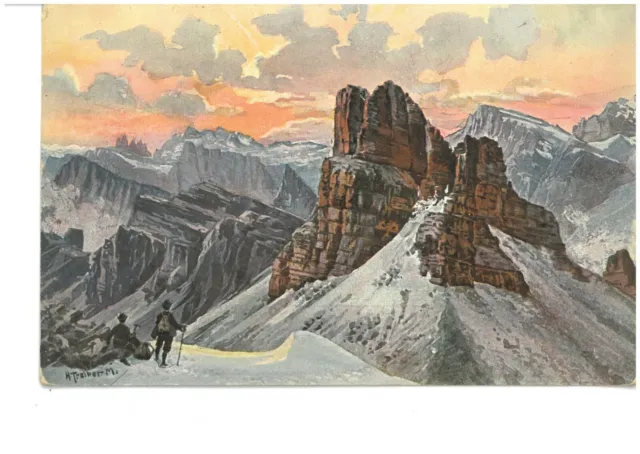 Monte Averau, Ausblick von der Sachsendankhütte, Künstlerkarte, M Treiber, 1904