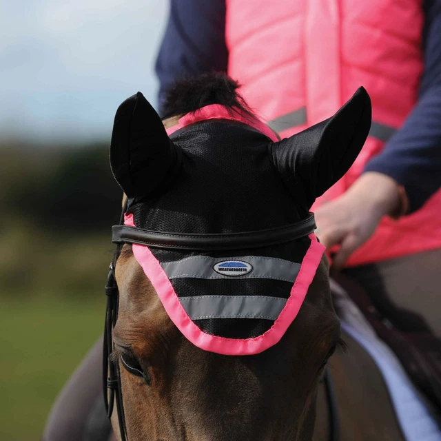 WeatherBeeta Reflective Ear Bonnet High Vis HiViz Reflective Fly Veil Horse Ears