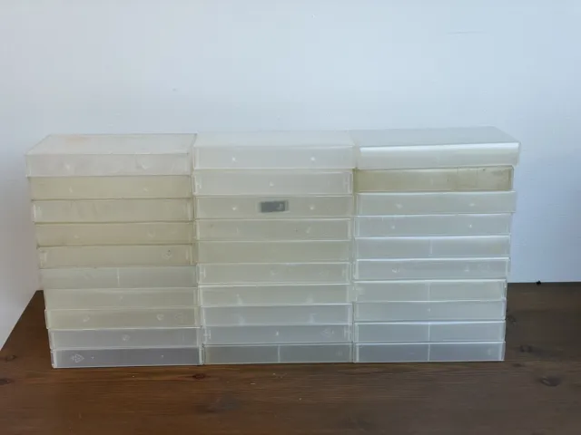 30 EMPTY VHS VIDEO TAPE STORAGE CASES Clear Up Cycle Retro Cheap Free Posting