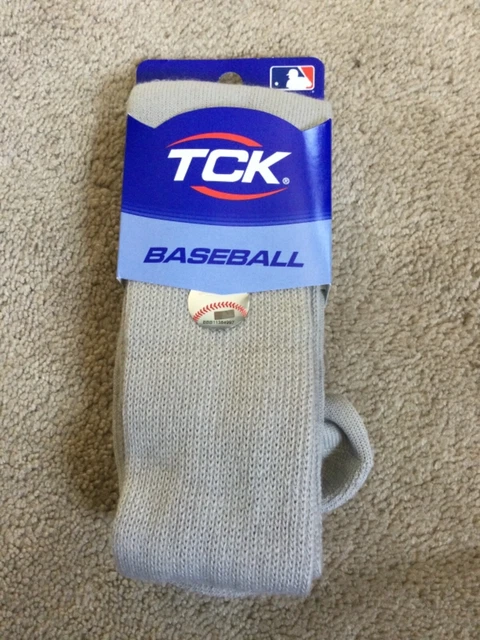 TCK Performance Sock LARGE Womens 10-13 Men 9-12 BASEBALL SOCKS Gray