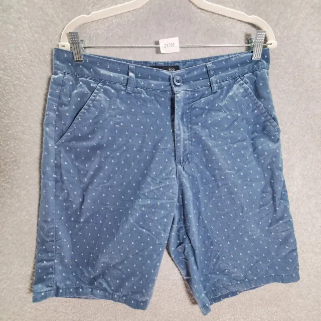 Public Record Men Shorts 30 Blue Chino Regular Fit Graphic Anchor Sail 9" Inseam