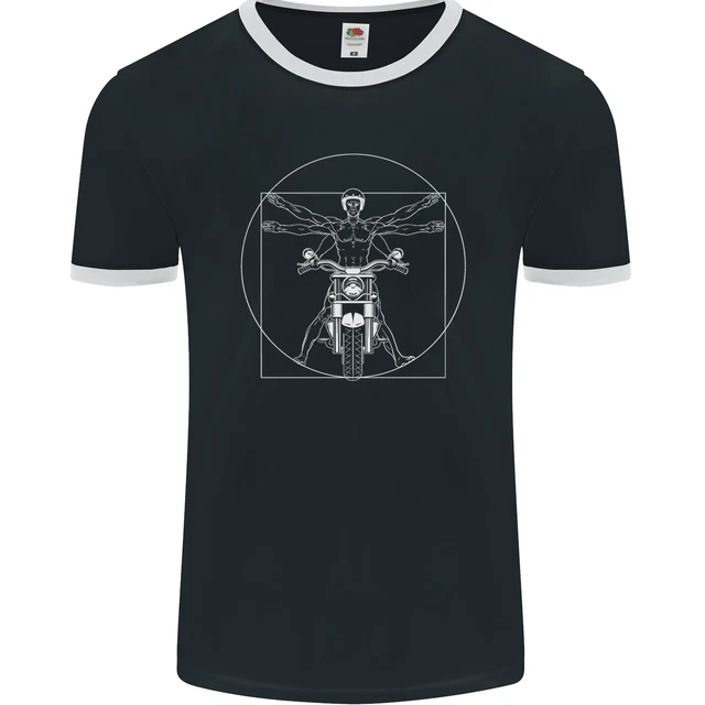Maglietta Vitruvian Biker Motociclo Uomo Ringer FotoL