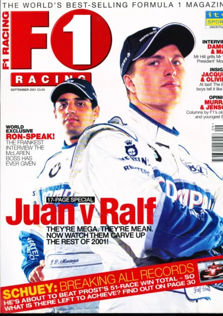 F1 Racing Magazine August 2001 Juan Pablo Montoya Ralf Schumacher Max Mosley