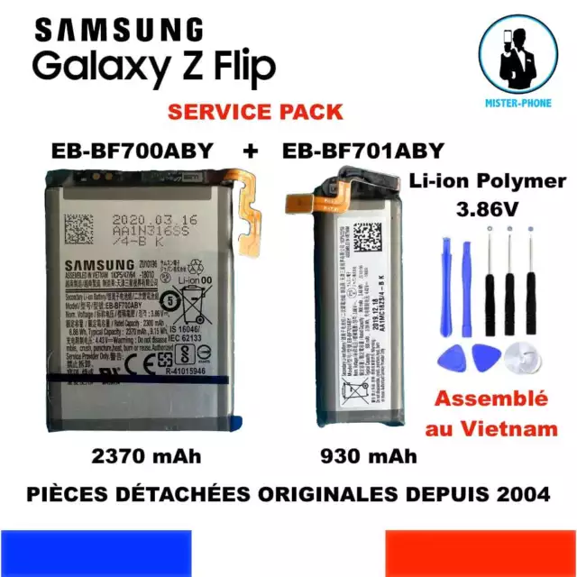 Kit Batteries Originale Samsung Galaxy Z Flip Eb-Bf700Aby Eb-B701Aby Oem Genuine