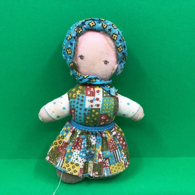 Vintage Original Holly Hobbie Knickerbocker Mini Rag Soft Toy Doll 1970s 1980s