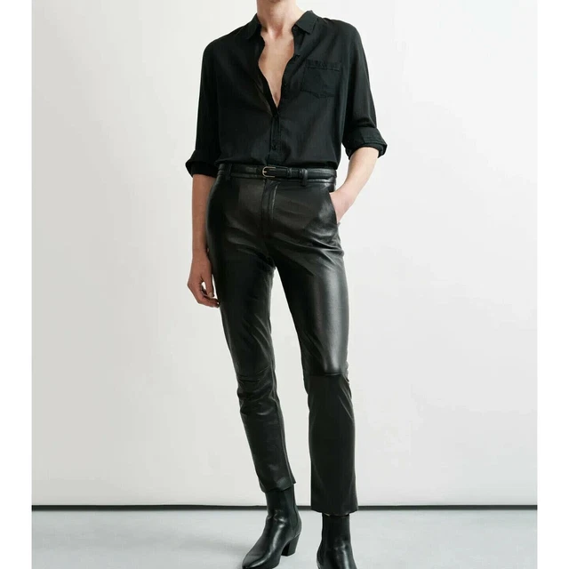 Nili Lotan Coton Voile Nl Bouton vers le Bas Haut Chemisier Solide NOIR XS Neuf