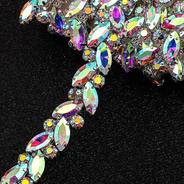 New 1 Yard Shiny Rhinestone Chain Trim Applique, Bling Crystal Sewing Trim�
