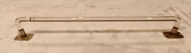 Vintage 18"  Kimble Mid Century Bathroom GLASS TOWEL BAR w Wall Brackets ~ MCM