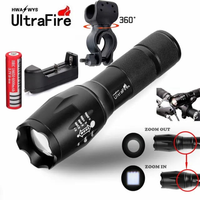 Ultrafire 50000Lumens XM-L T6 Zoomable Tactical LED 18650 Flashlight Torch Lamp 2