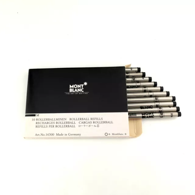 10x NOS Montblanc Rollerball Pen Refills Art No 16300. Black. Medium. 10x NOS Montblanc Rollerball Pen Refills Art No 16300. Black. Medium.
