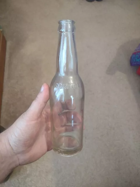 Vintage Adam Scheidt Clear Glass Embossed Beer Bottle Norristown, PA Collectible