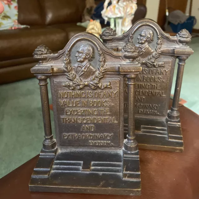 Rare Antique Bradley Hubbard Art Deco Emerson Cast Iron Bookends