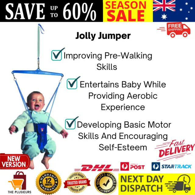 NEW Jumper with Foot Rattle Door Clamp Pigtail Hook Sturdy Baby Exerciser