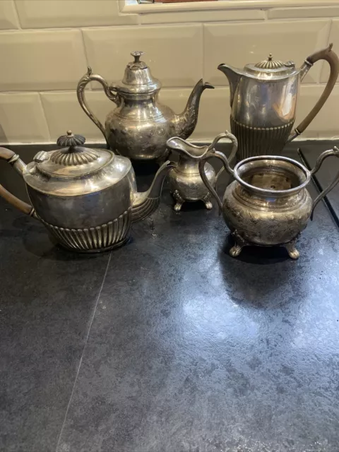 Silver Plated Tea Service Set X 5 Ware Antique Vintage