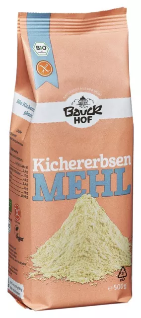 BAUCKHOF Kichererbsenmehl Bio 2x 500 g Mehlalternative Vegan Eiweiß Kichererbse