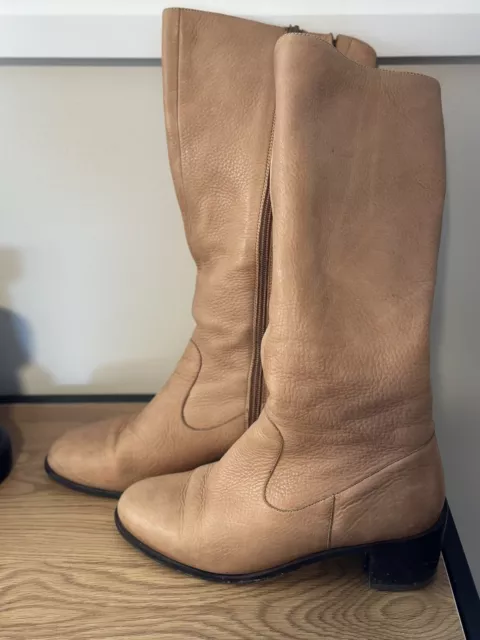 Jo Mercer Tan Leather Knee High Boots - Size 39