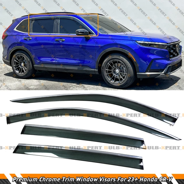 PREMIUM CHROME TRIM Window Visor Rain Guard W/ Clip For 20232024 Honda