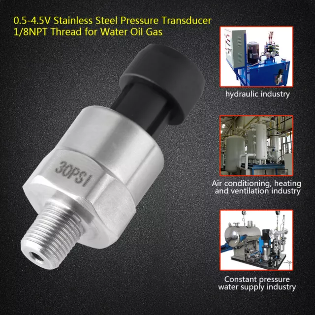 1/8NPT Stainless Steel Pressure Transducer Sender Sensor 0-4.5V Oil Fuel Air Hot 2