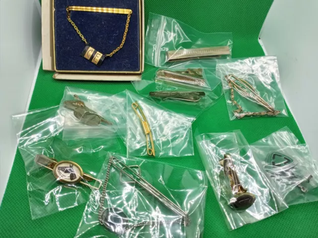 JEWELRY Cuff Links Tie Bars Lot of 20+ Vintage Men's Various Styles Gold Tone