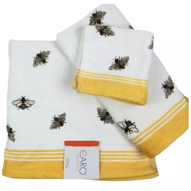 Caro Quick Dry Bath and Hand Towel Set 4 Pc New Yellow