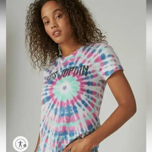 NWT Lucky Brand Janis Joplin Tie-Dye T-Shirt Cotton Short Sleeves Women L