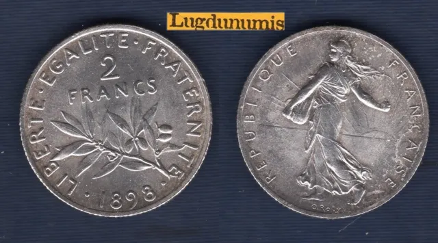2 Francs Semeuse 1898 SUP SPL argent III République, 1871-1940