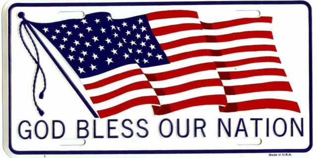 God Bless Our Nation America USA Flag 6"x12" Aluminum License Plate Tag