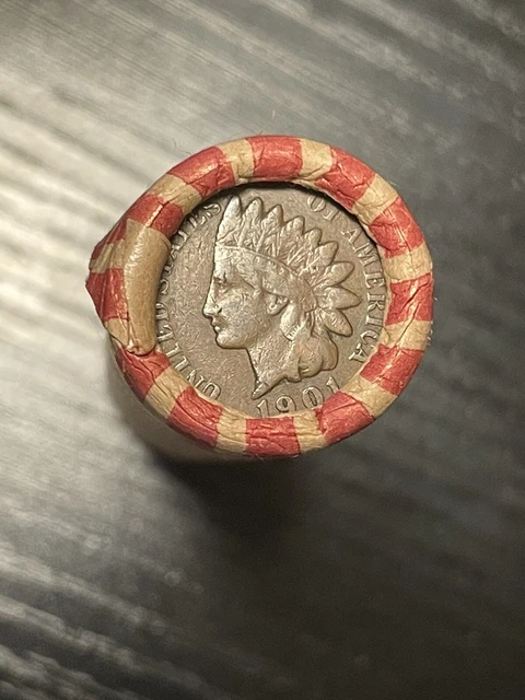 1901 Indian Head Cent / 1916 D Lincoln Penny Ends Mix Wheat Cent Roll