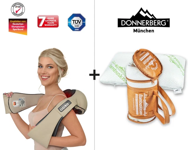 Set cadeau Donnerberg- masseur pour nuque et dos & oreiller cervical en bambou