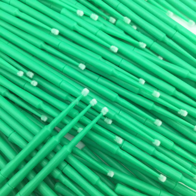 1000x Micro Dental Disposable Materials Applicator Brush Bendable Green Medium