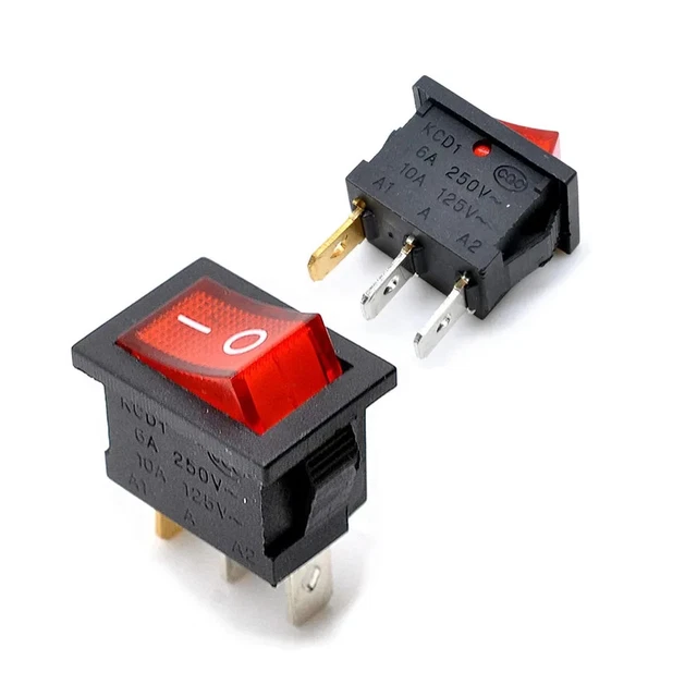 INTERRUPTOR BASCULANTE SPDT 6 PINES Y 2 POSICIONES ON-OFF CON KCD4 ROJO 220v 16a - Foto 7