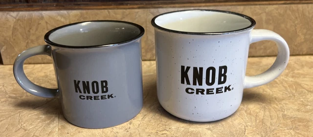 2 Different Knob Creek Bourbon Whiskey  Enameled Metal Coffee Mugs Cups