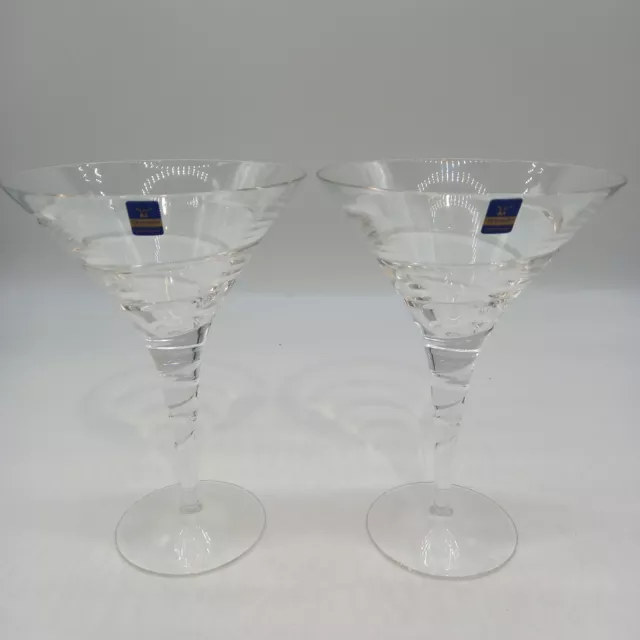 Pair of Gleneagles 24% Lead Crystal Fantasia Cut Spiral Martini Glasses (#H1/17)