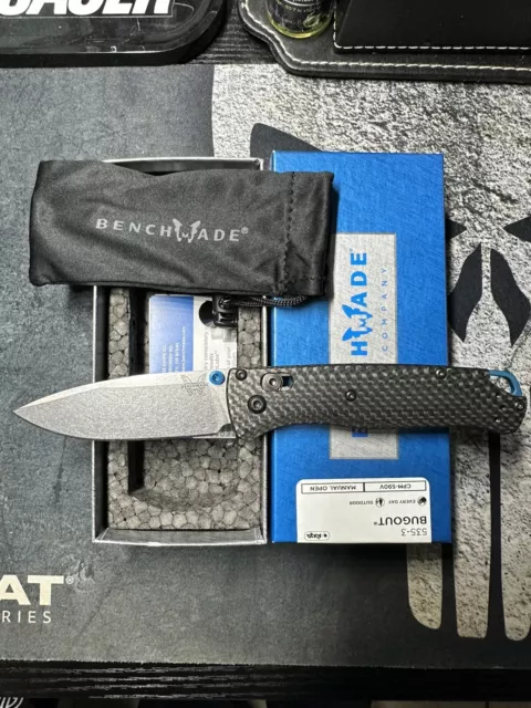 Benchmade Bugout Folding Knife Black Carbon Fiber Handle S90V Drop Point 535-3