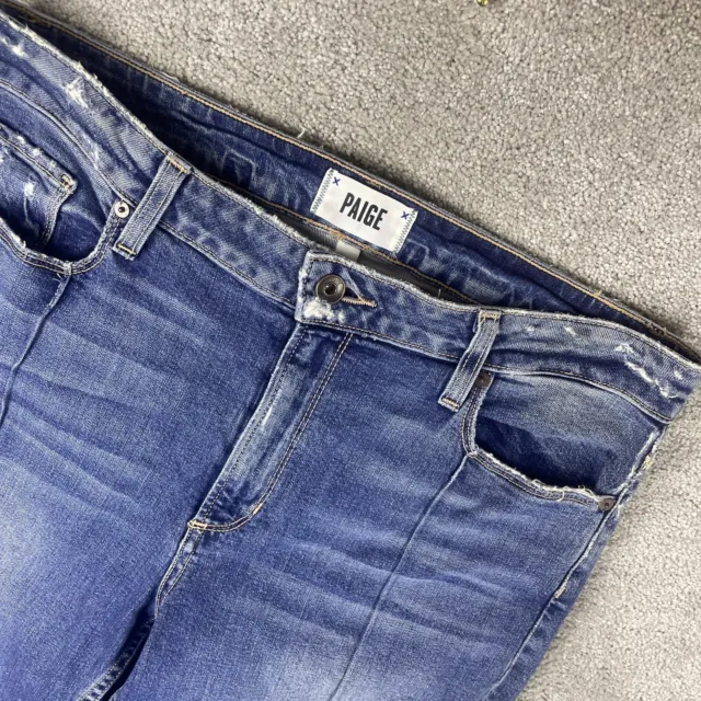 Paige Jacqueline Straight Jeans Womens Size 31 Patchwork Denim Unique Distressed