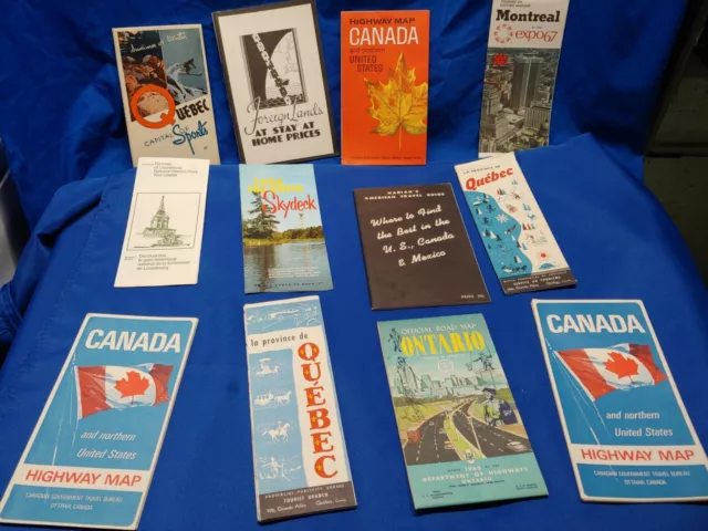 Travel Brochures CANADA  Lot Road Maps Travel Brochures 12 total 1950s 1960s