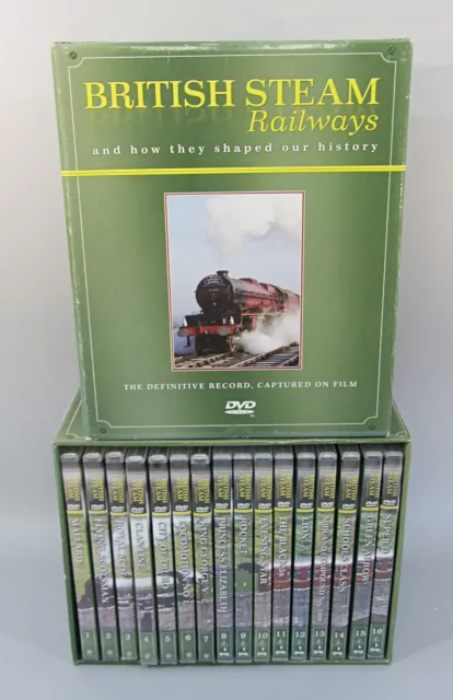 De Agostini  British Steam Railways DVDs. Nos 1-16 inclusive. Job lot + box