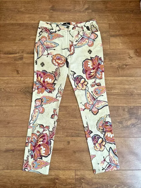 Etro Milano Floral Butterfly Print Trouser Pants Womens Size 46 Rare