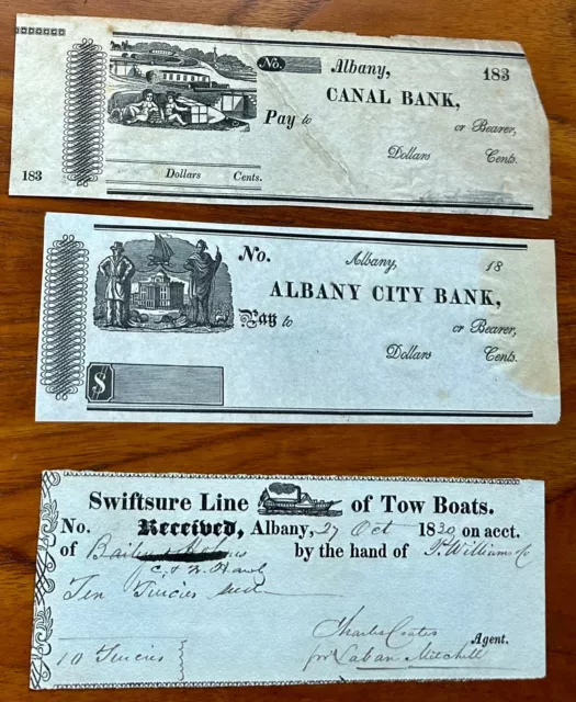 Trio of early Albany, New York bank checks