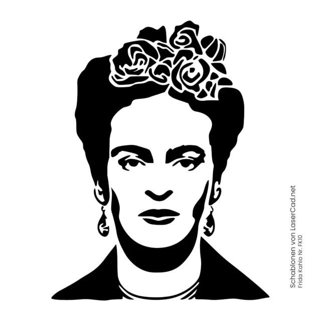 Schablone FRIDA KAHLO A5 A4 A3 Stencil für Airbrush, Graffiti, Vorlage zum Malen