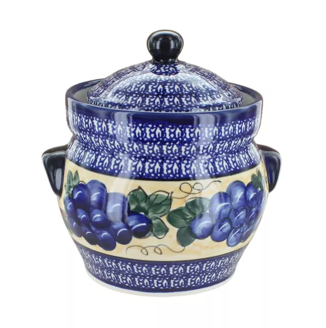 Blue Rose Polish Pottery Grapes Small Container