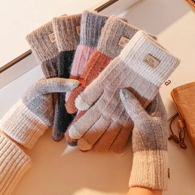 Women Men Warm Winter Touch Screen Gloves Stretch Knit Mittens Wool Full Finger