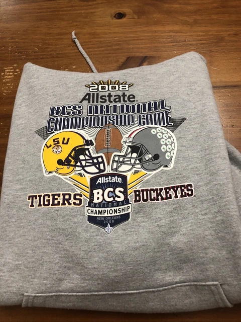 2008 Ohio State vs LSU BCS National Championship Sweatshirt Hoodie Gray Large