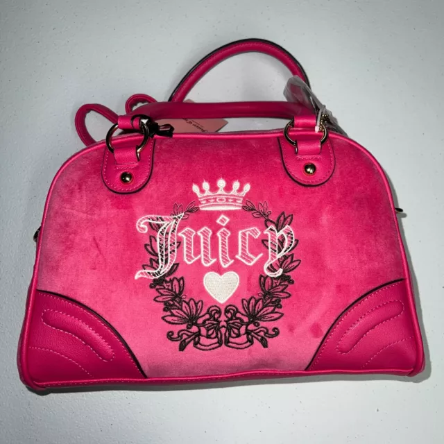 Juicy Couture Free Love Heritage Bowler Satchel Bag Hot Pink Cross Body Bag New!