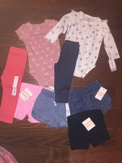 Baby Girls 12 Month 2T 24m Clothing Lot 8 pcs Carter’s Jumping Beans NWT
